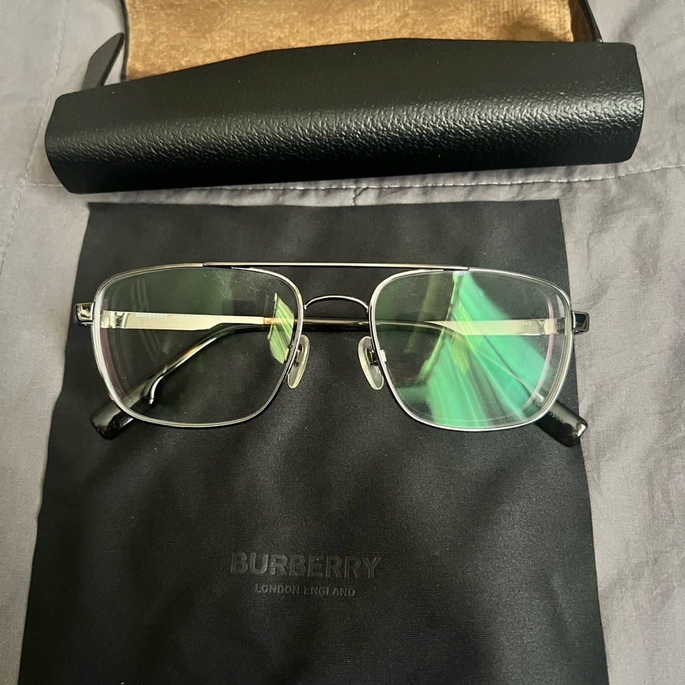 Burberry Men's Glasses in Silver and Black